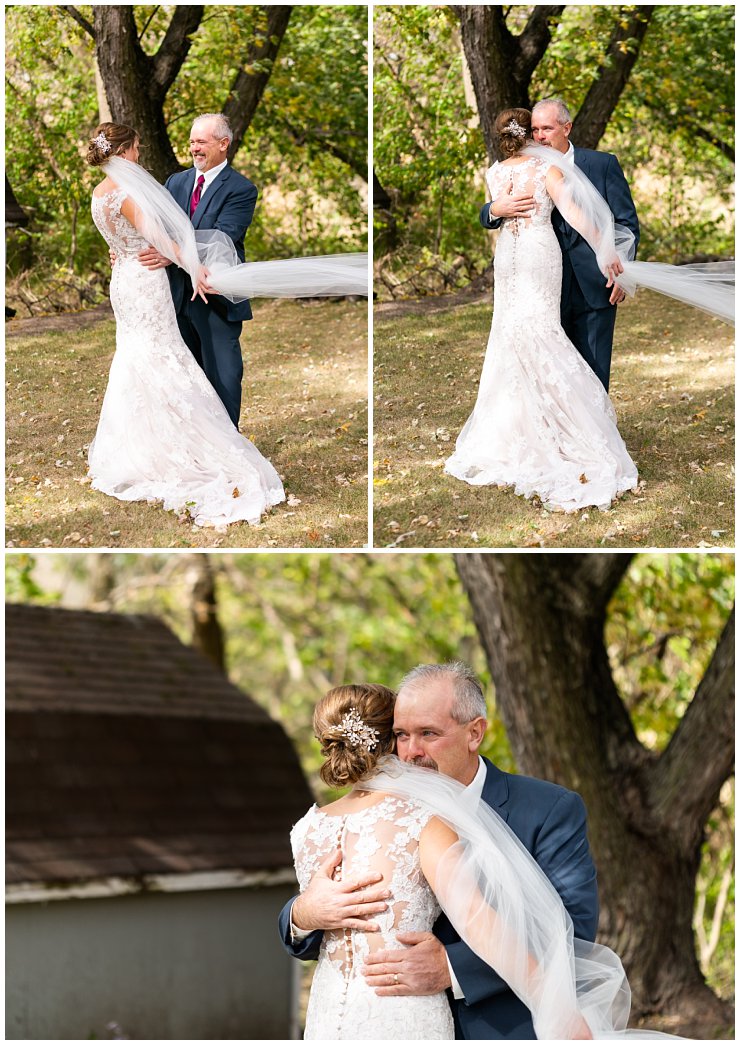 Bride reveals dress to father