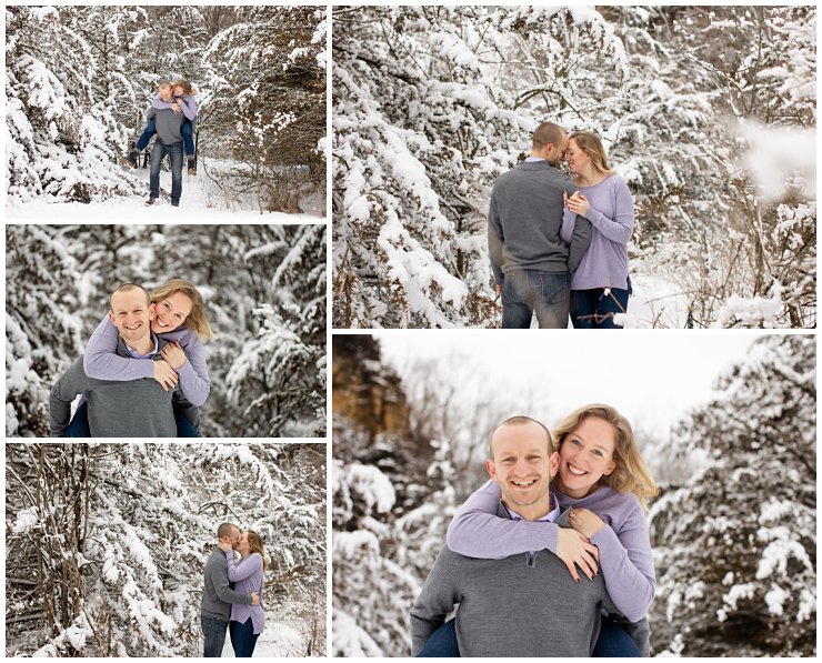 Snowy winter engagement session in Dubuque, Iowa